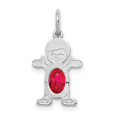 14K White Gold Boy 6x4 Oval Genuine Ruby-July